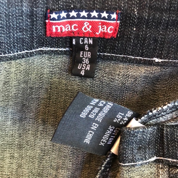 Mac & Jac Black Denim Jean Stretch Mini Skirt With Embroidered Flowers Size 4 - Picture 9 of 9